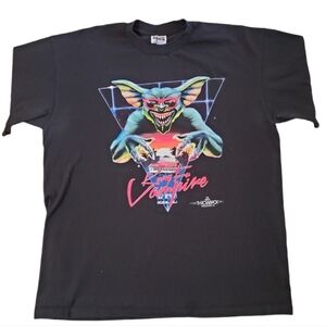 Kung Fu Vampires Men's Black Gremlins Throwback Neon T-Shirt Size XL